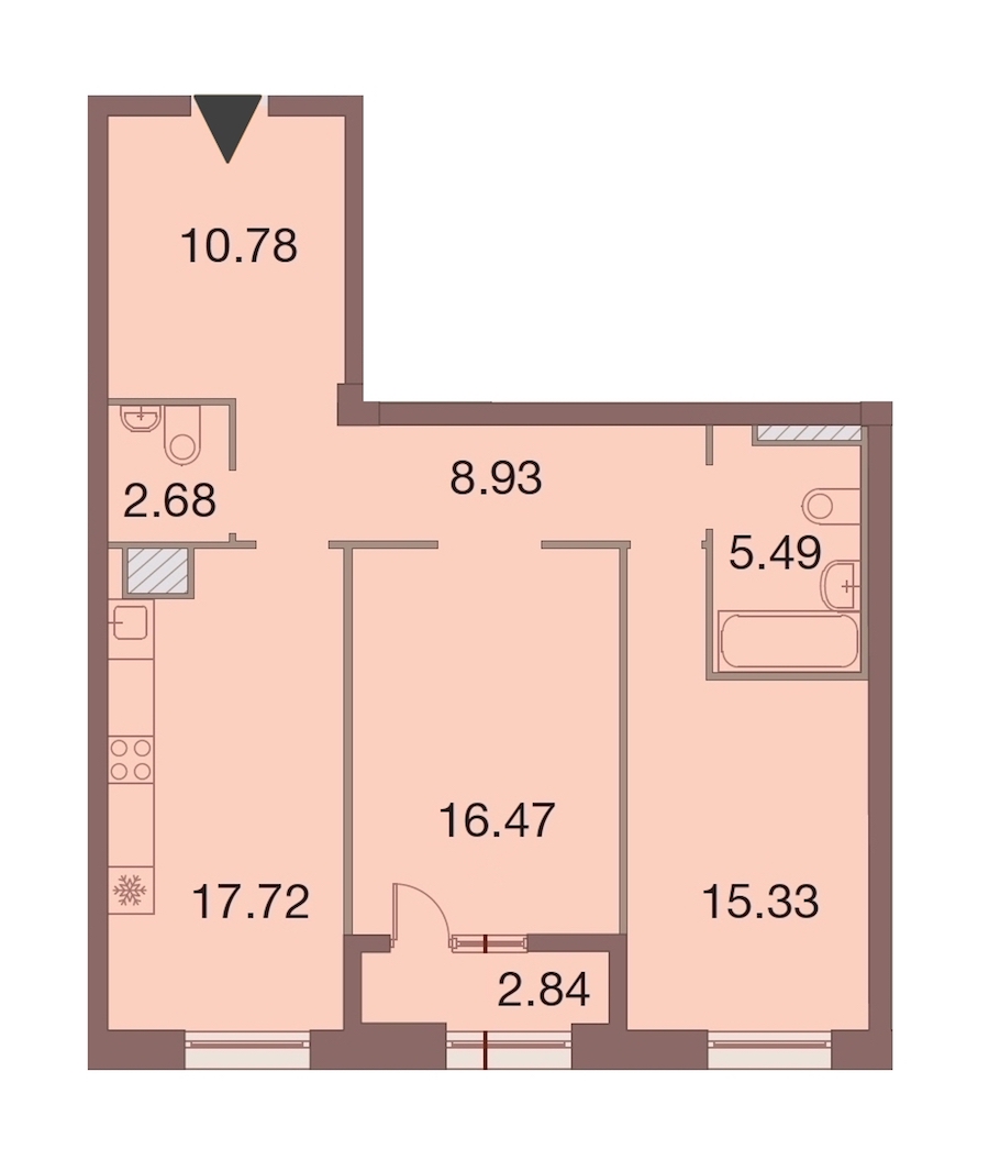 2-комнатная, 79 м² — ЖК ЖК Neva Haus (Нева Хаус)