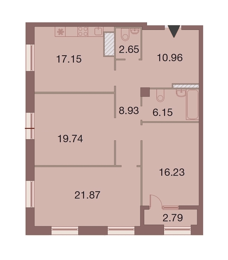 3-комнатная, 105 м² — ЖК ЖК Neva Haus (Нева Хаус)