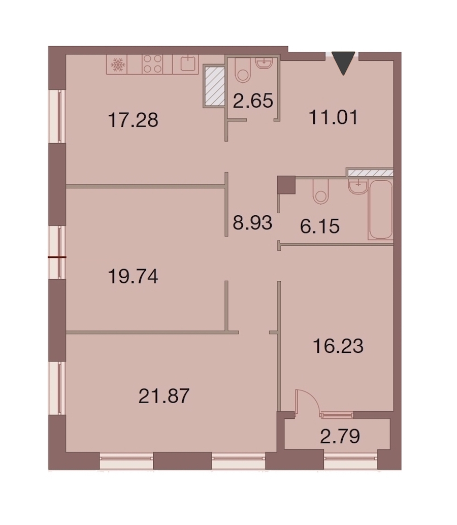 3-комнатная, 105 м² — ЖК ЖК Neva Haus (Нева Хаус)