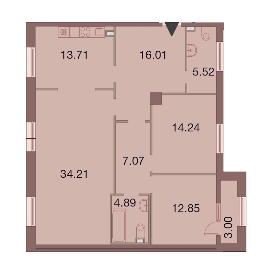 3-комнатная, 110 м² — ЖК ЖК Neva Haus (Нева Хаус)