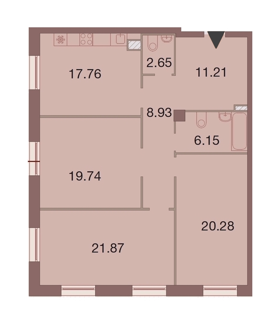 3-комнатная, 109 м² — ЖК ЖК Neva Haus (Нева Хаус)