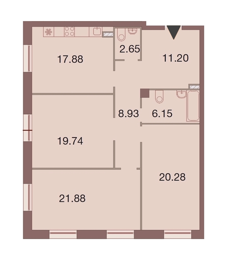 3-комнатная, 109 м² — ЖК ЖК Neva Haus (Нева Хаус)