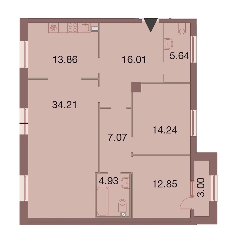 3-комнатная, 110 м² — ЖК ЖК Neva Haus (Нева Хаус)