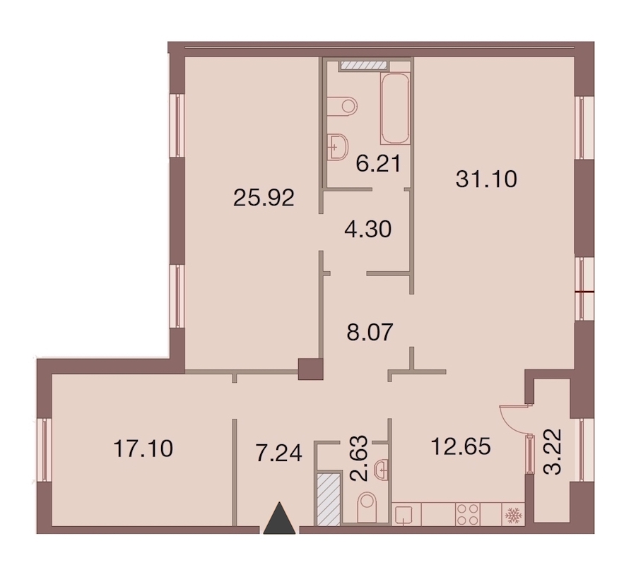3-комнатная, 117 м² — ЖК ЖК Neva Haus (Нева Хаус)