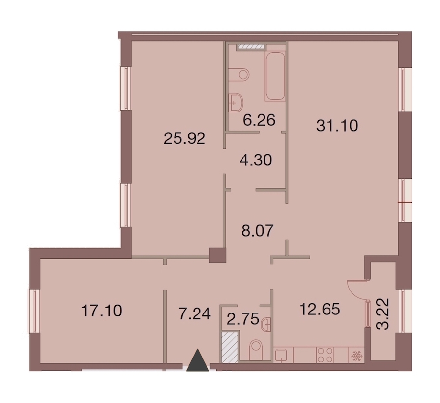 3-комнатная, 117 м² — ЖК ЖК Neva Haus (Нева Хаус)