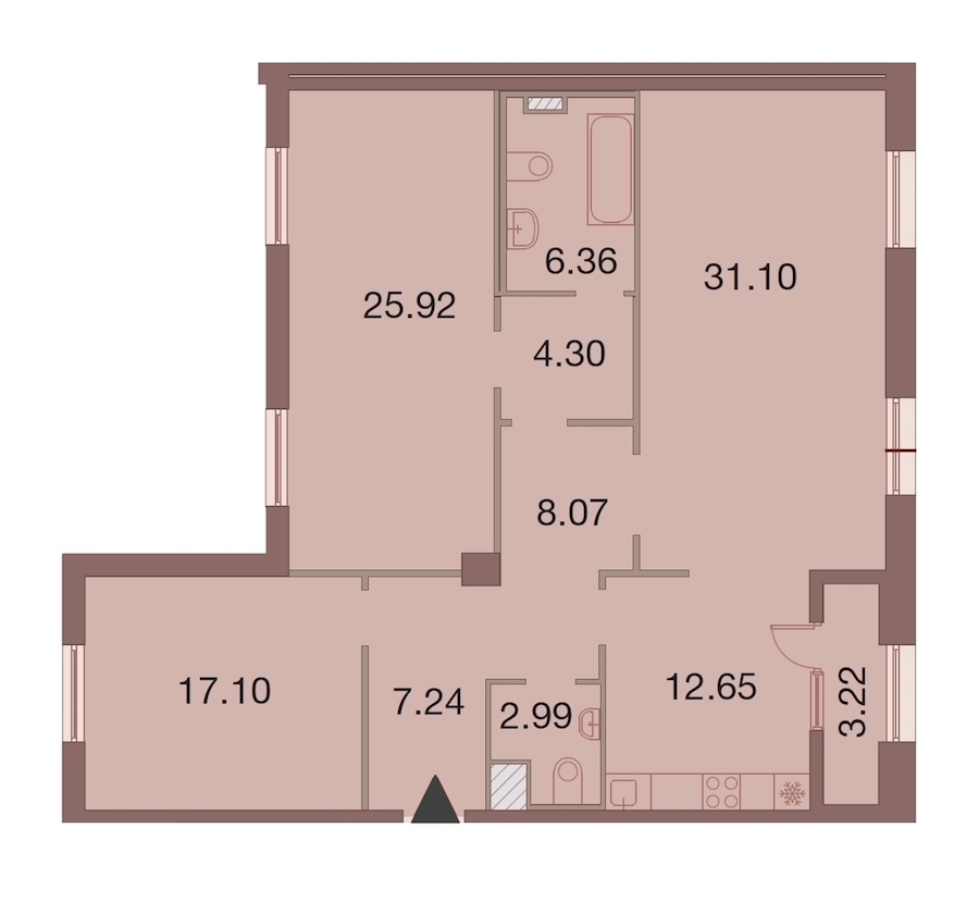 3-комнатная, 117 м² — ЖК ЖК Neva Haus (Нева Хаус)