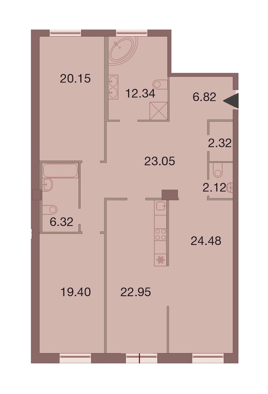 3-комнатная, 140 м² — ЖК ЖК Neva Haus (Нева Хаус)