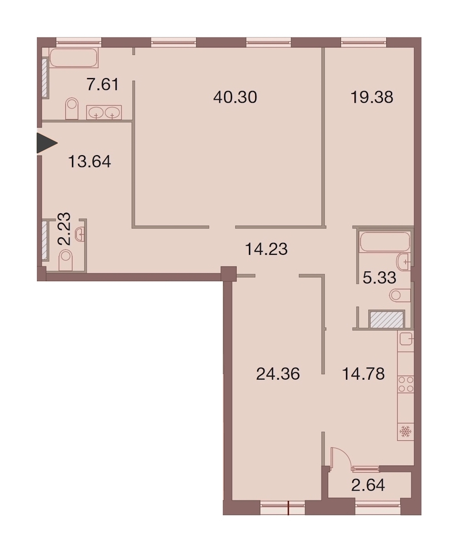 3-комнатная, 143 м² — ЖК ЖК Neva Haus (Нева Хаус)
