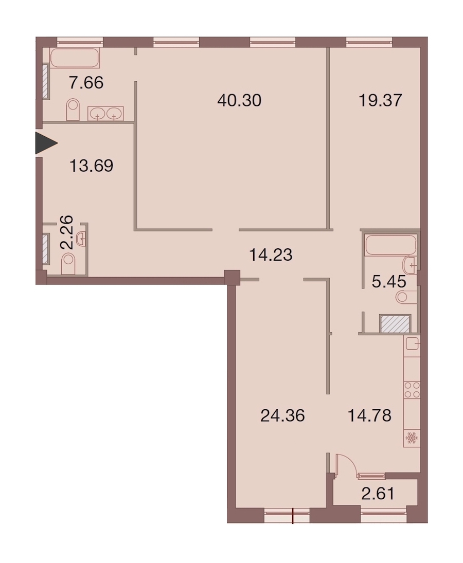 3-комнатная, 143 м² — ЖК ЖК Neva Haus (Нева Хаус)