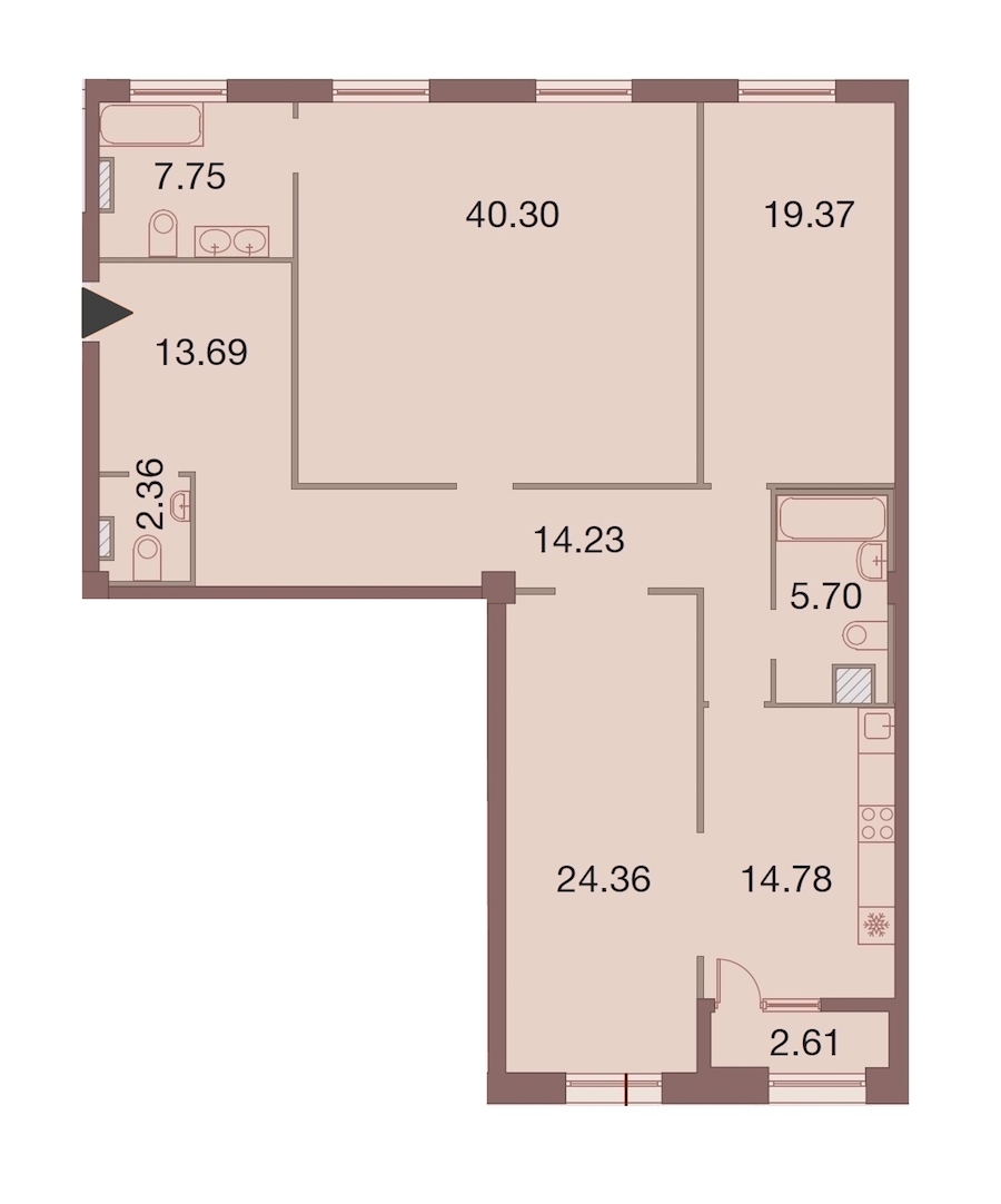 3-комнатная, 144 м² — ЖК ЖК Neva Haus (Нева Хаус)