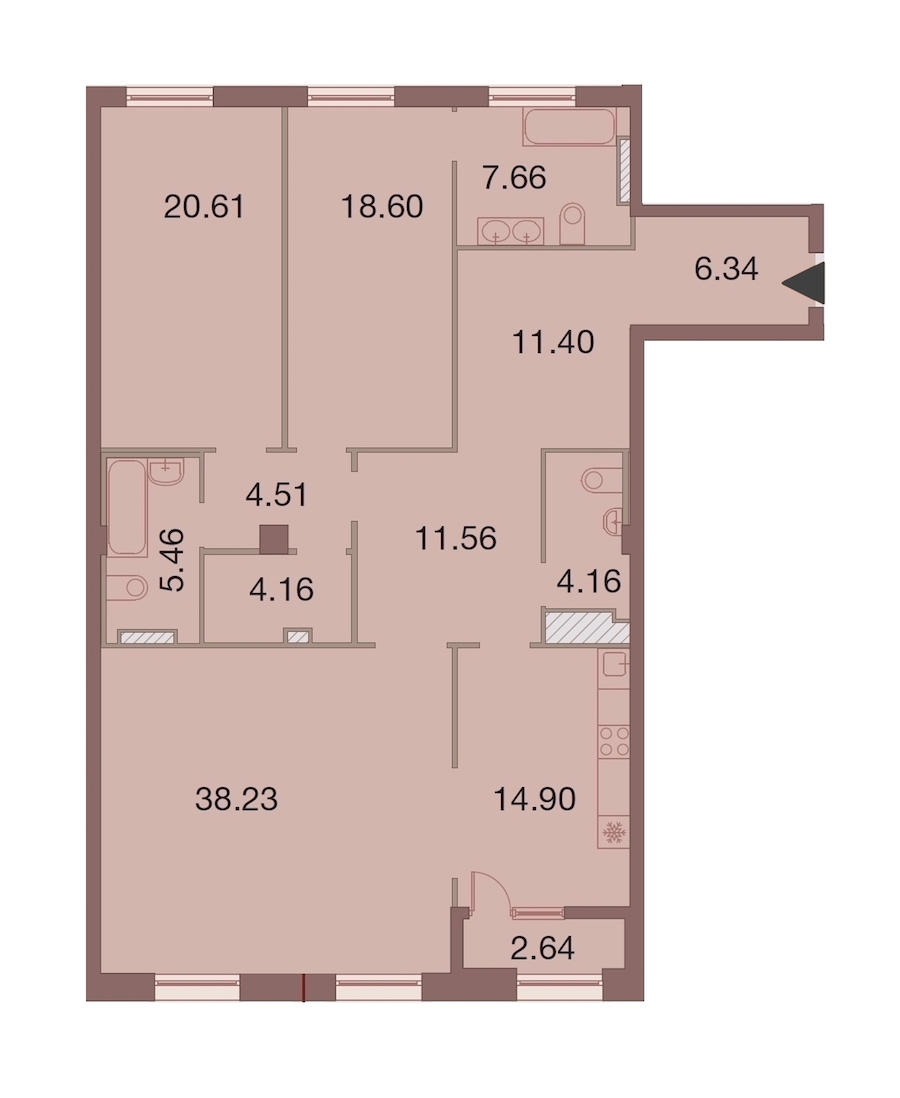 3-комнатная, 149 м² — ЖК ЖК Neva Haus (Нева Хаус)