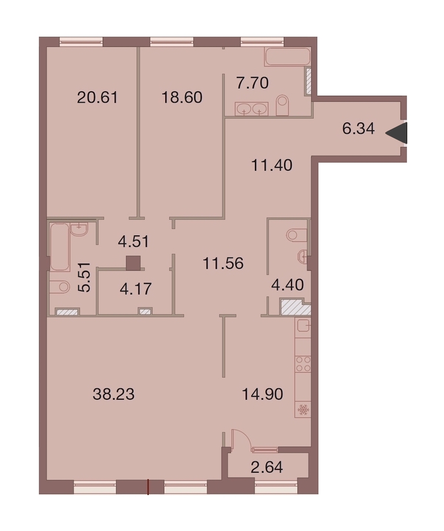 3-комнатная, 149 м² — ЖК ЖК Neva Haus (Нева Хаус)