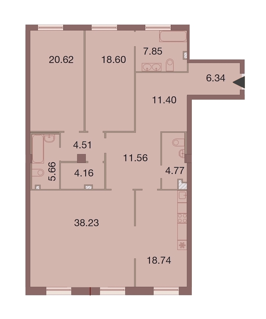 3-комнатная, 152 м² — ЖК ЖК Neva Haus (Нева Хаус)