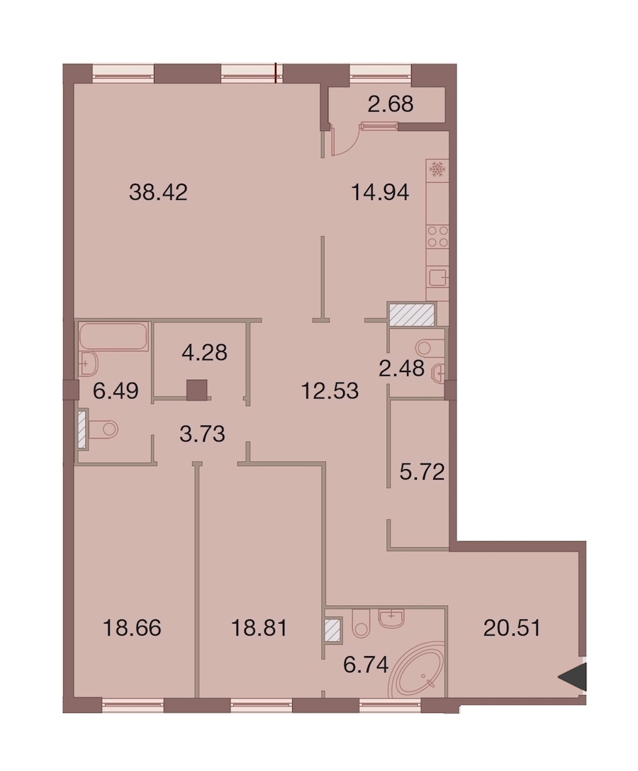 3-комнатная, 155 м² — ЖК ЖК Neva Haus (Нева Хаус)