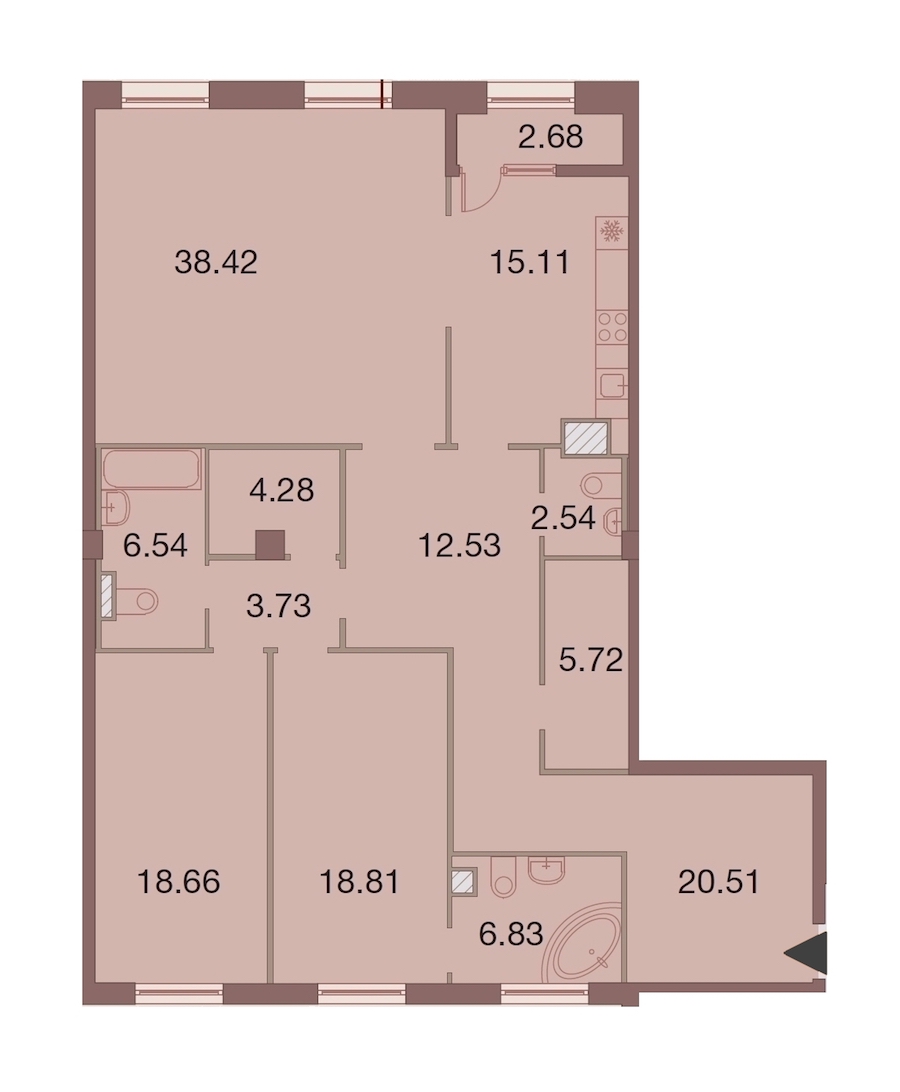 3-комнатная, 155 м² — ЖК ЖК Neva Haus (Нева Хаус)
