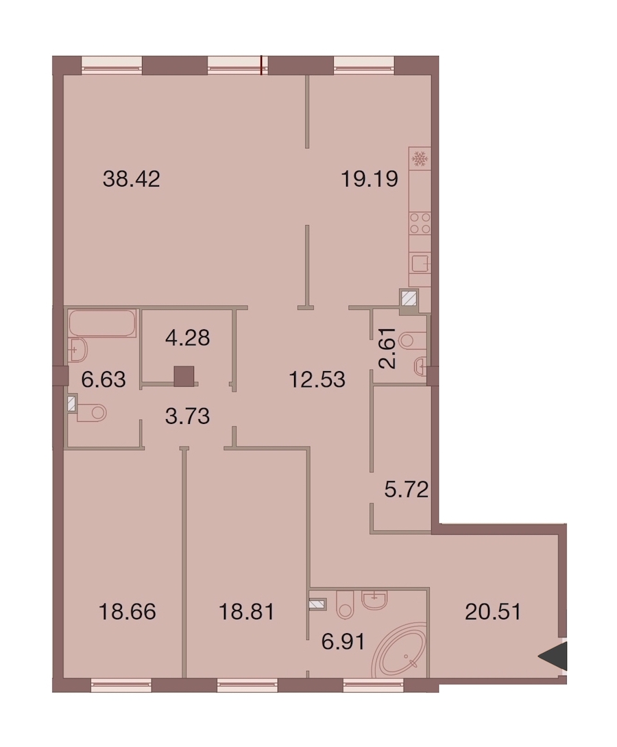 3-комнатная, 158 м² — ЖК ЖК Neva Haus (Нева Хаус)