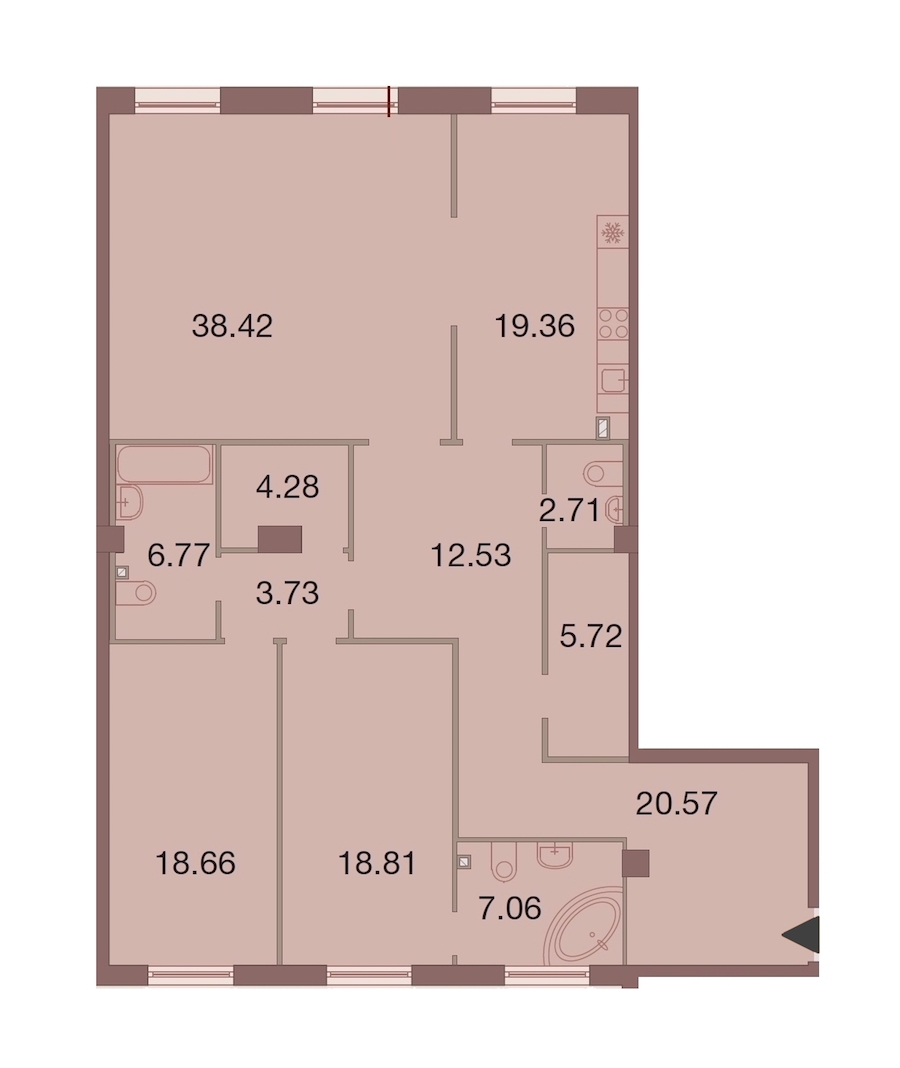 3-комнатная, 159 м² — ЖК ЖК Neva Haus (Нева Хаус)