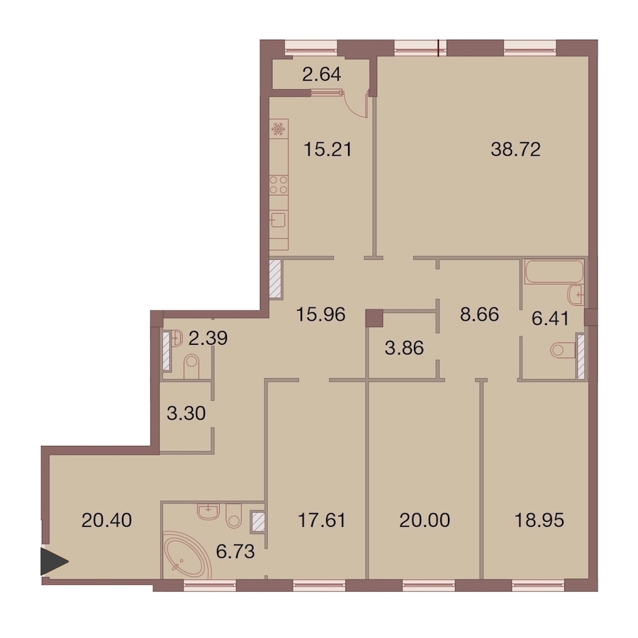 4-комнатная, 180 м² — ЖК ЖК Neva Haus (Нева Хаус)
