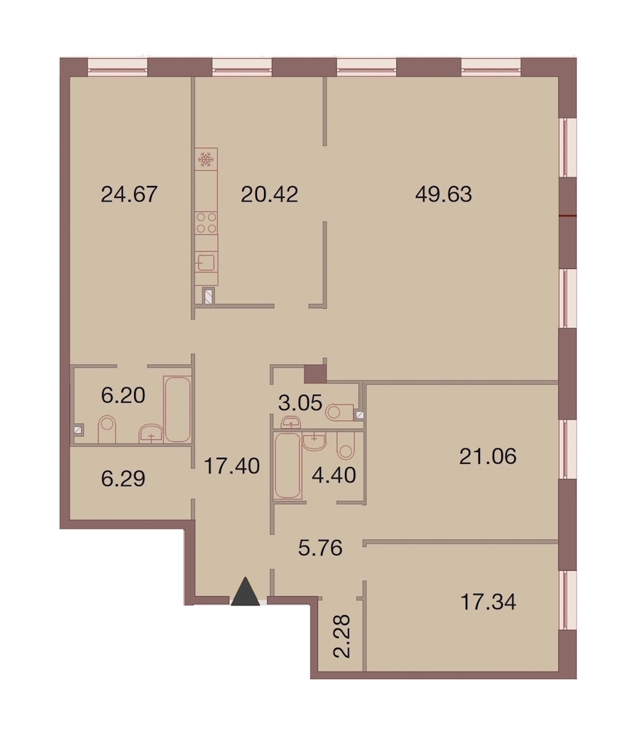 4-комнатная, 179 м² — ЖК ЖК Neva Haus (Нева Хаус)