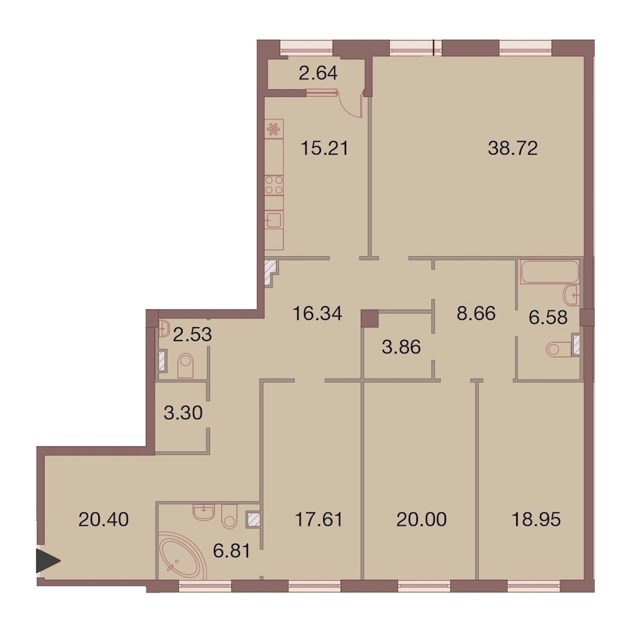 4-комнатная, 180 м² — ЖК ЖК Neva Haus (Нева Хаус)