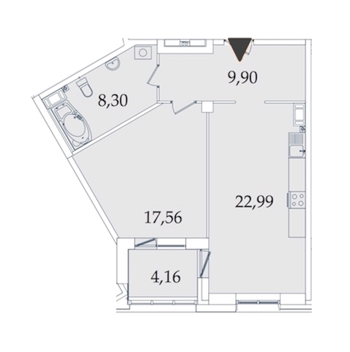1-комнатная, 64 м² — ЖК МФК Аватар (МФК Avatar)