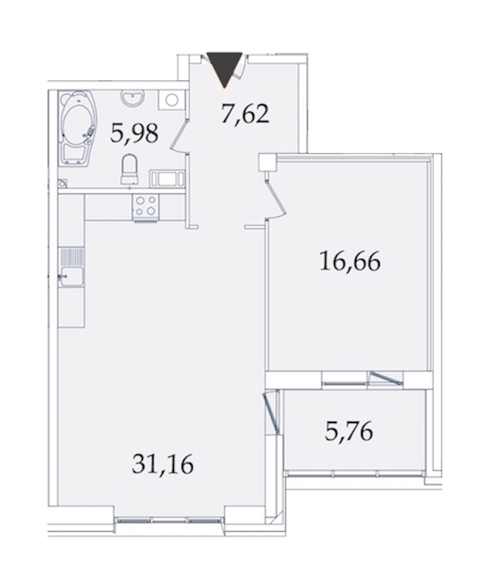 1-комнатная, 67 м² — ЖК МФК Аватар (МФК Avatar)