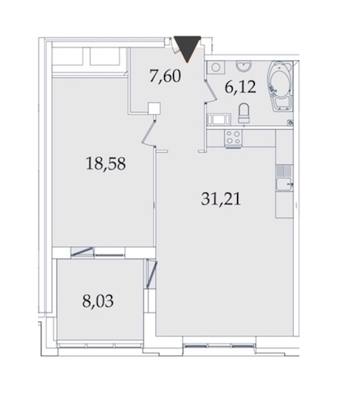 1-комнатная, 72 м² — ЖК МФК Аватар (МФК Avatar)