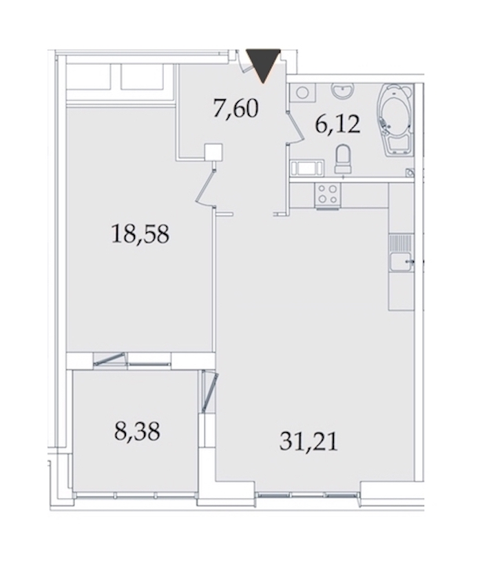 1-комнатная, 72 м² — ЖК МФК Аватар (МФК Avatar)