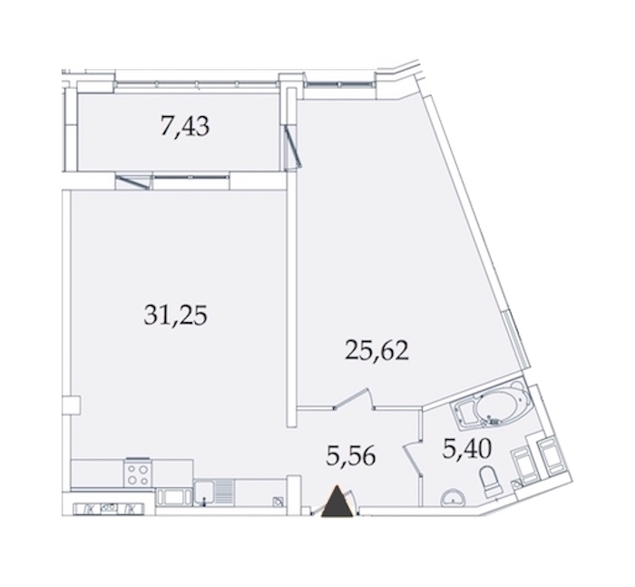 1-комнатная, 75 м² — ЖК МФК Аватар (МФК Avatar)