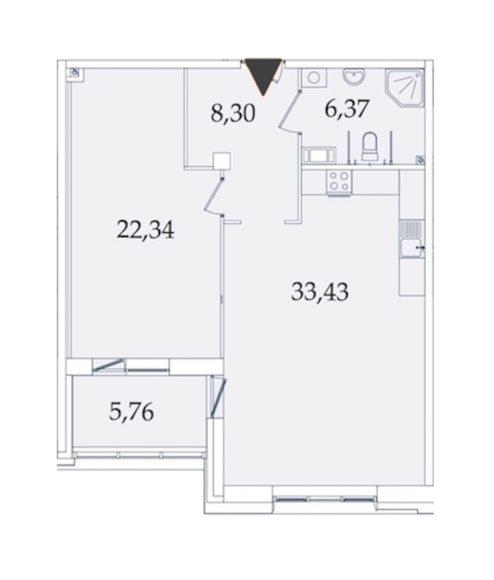 1-комнатная, 77 м² — ЖК МФК Аватар (МФК Avatar)
