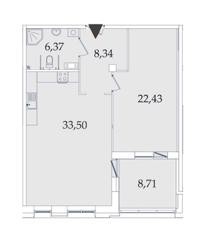 1-комнатная, 80 м² — ЖК МФК Аватар (МФК Avatar)