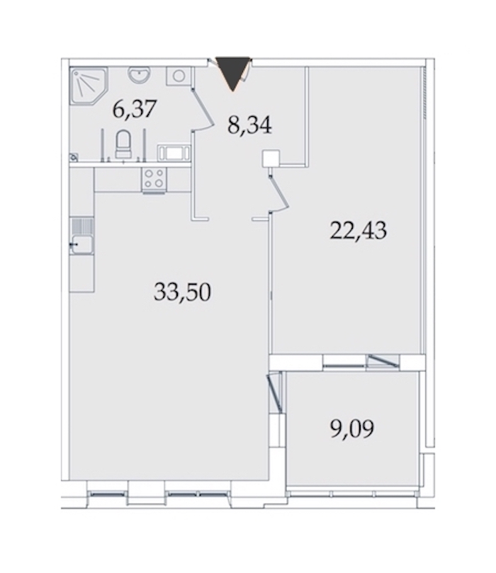 1-комнатная, 80 м² — ЖК МФК Аватар (МФК Avatar)
