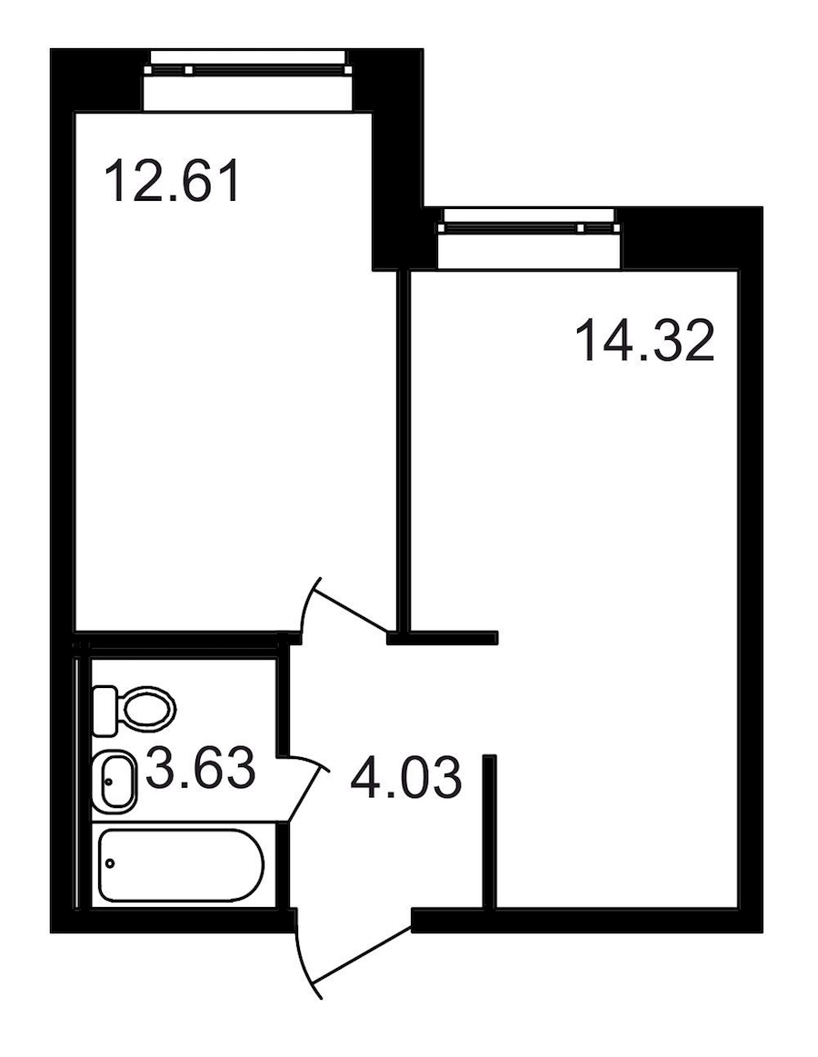 1-комнатная, 35 м² — ЖК ЖК Северный