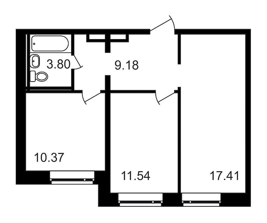 2-комнатная, 52 м² — ЖК ЖК Северный