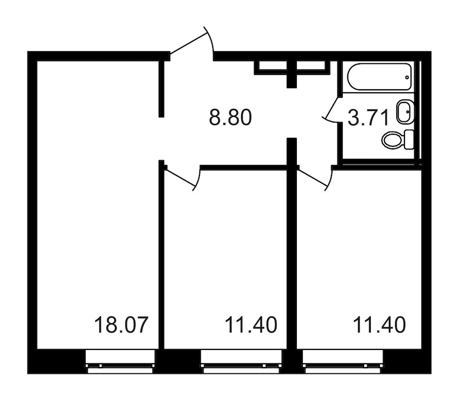 2-комнатная, 53 м² — ЖК ЖК Северный