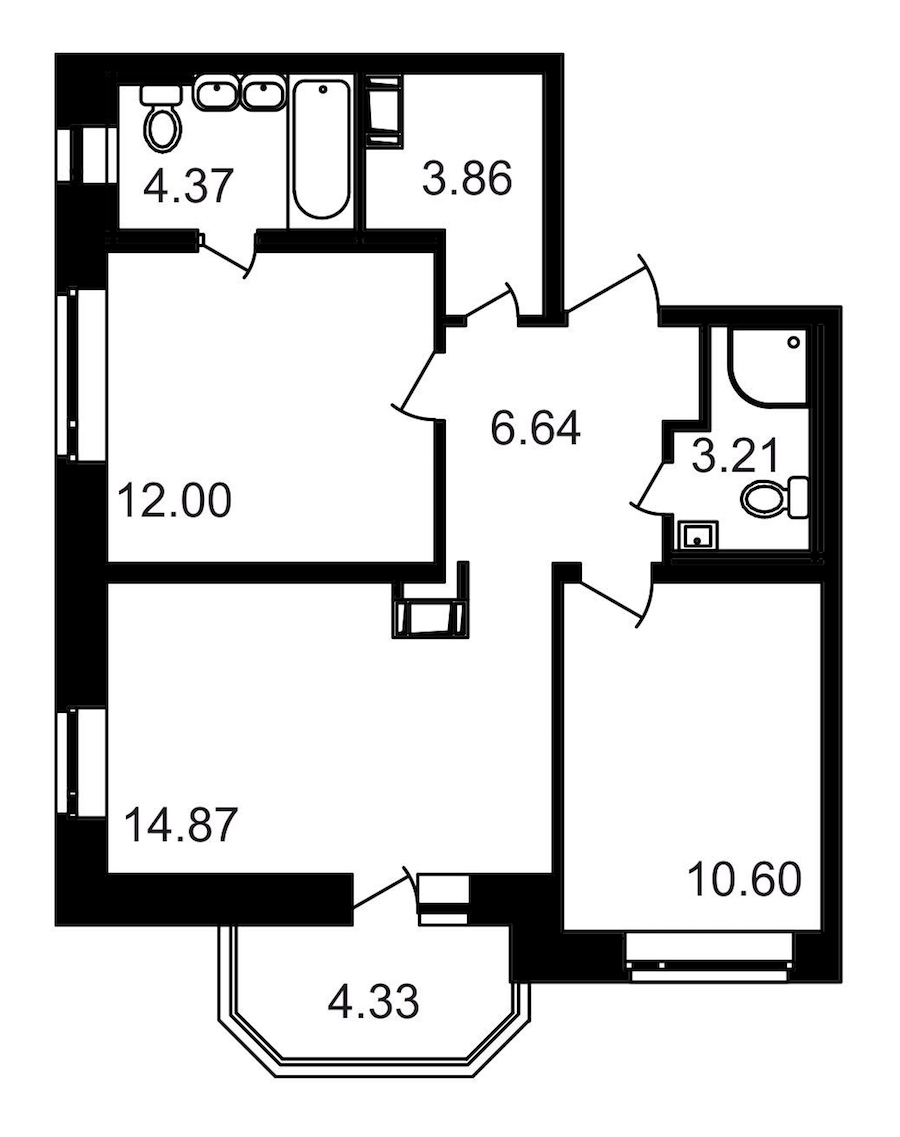 2-комнатная, 60 м² — ЖК ЖК Северный
