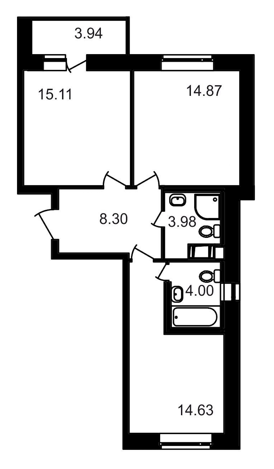 2-комнатная, 65 м² — ЖК ЖК Северный