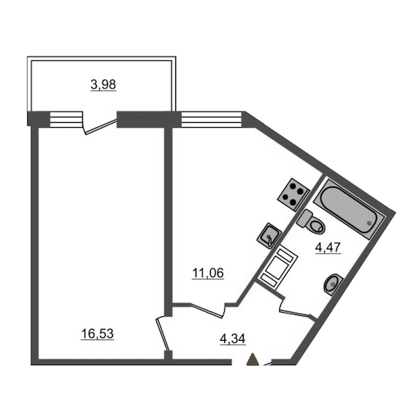 1-комнатная, 36 м² — ЖК ЖК Браво