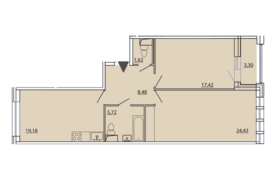 2-комнатная, 79 м² — ЖК ЖК Фамилия