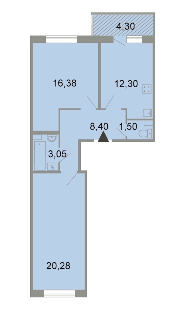 2-комнатная, 64 м² — ЖК ЖК Клёны