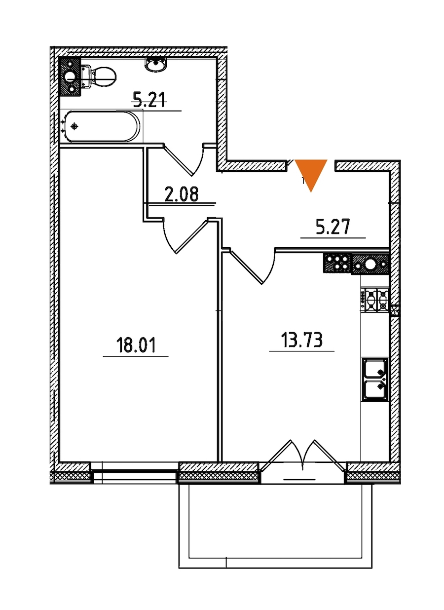 1-комнатная, 46 м² — ЖК ЖК Петровская доминанта
