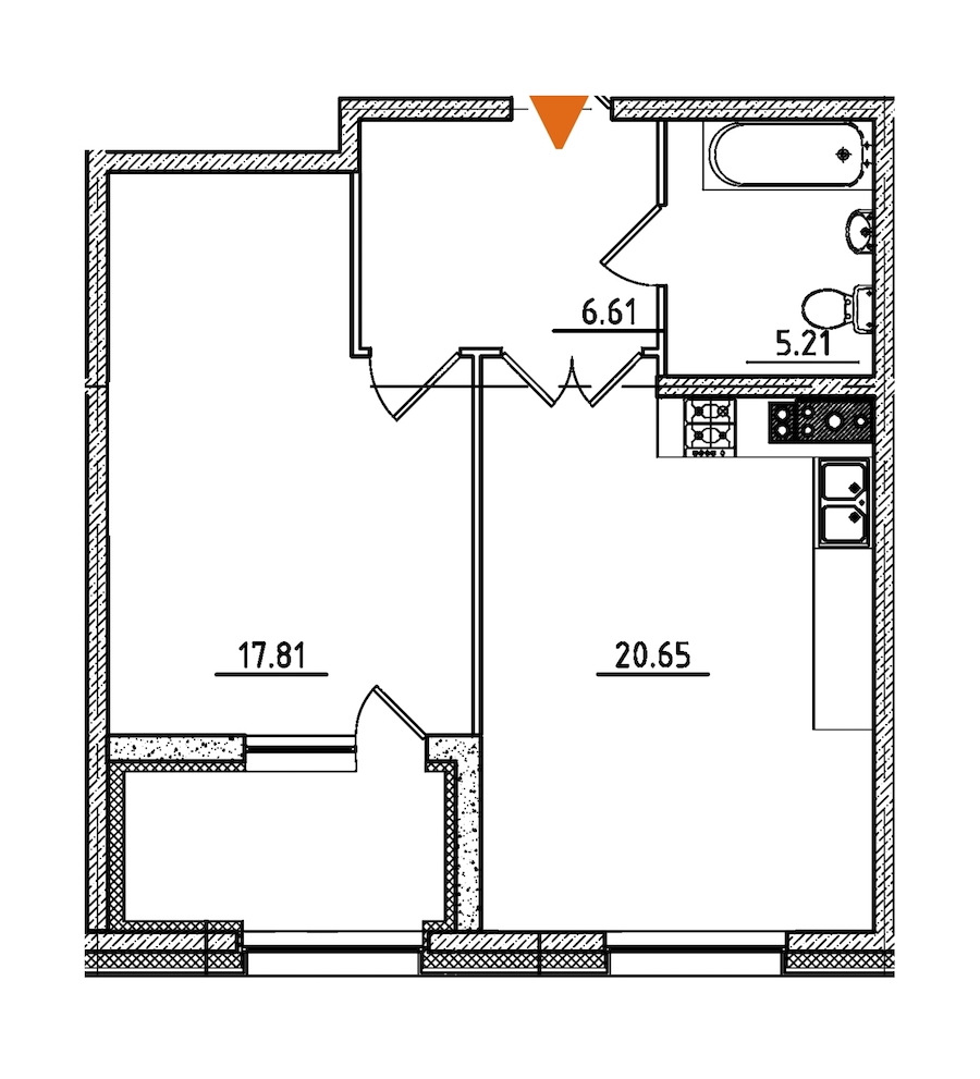 1-комнатная, 53 м² — ЖК ЖК Петровская доминанта