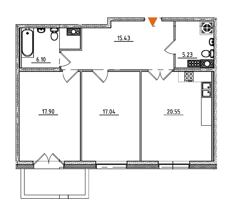 2-комнатная, 84 м² — ЖК ЖК Петровская доминанта