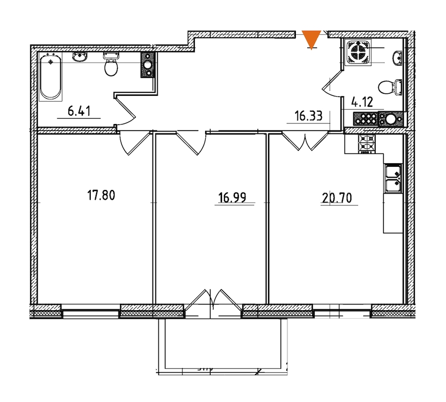2-комнатная, 84 м² — ЖК ЖК Петровская доминанта
