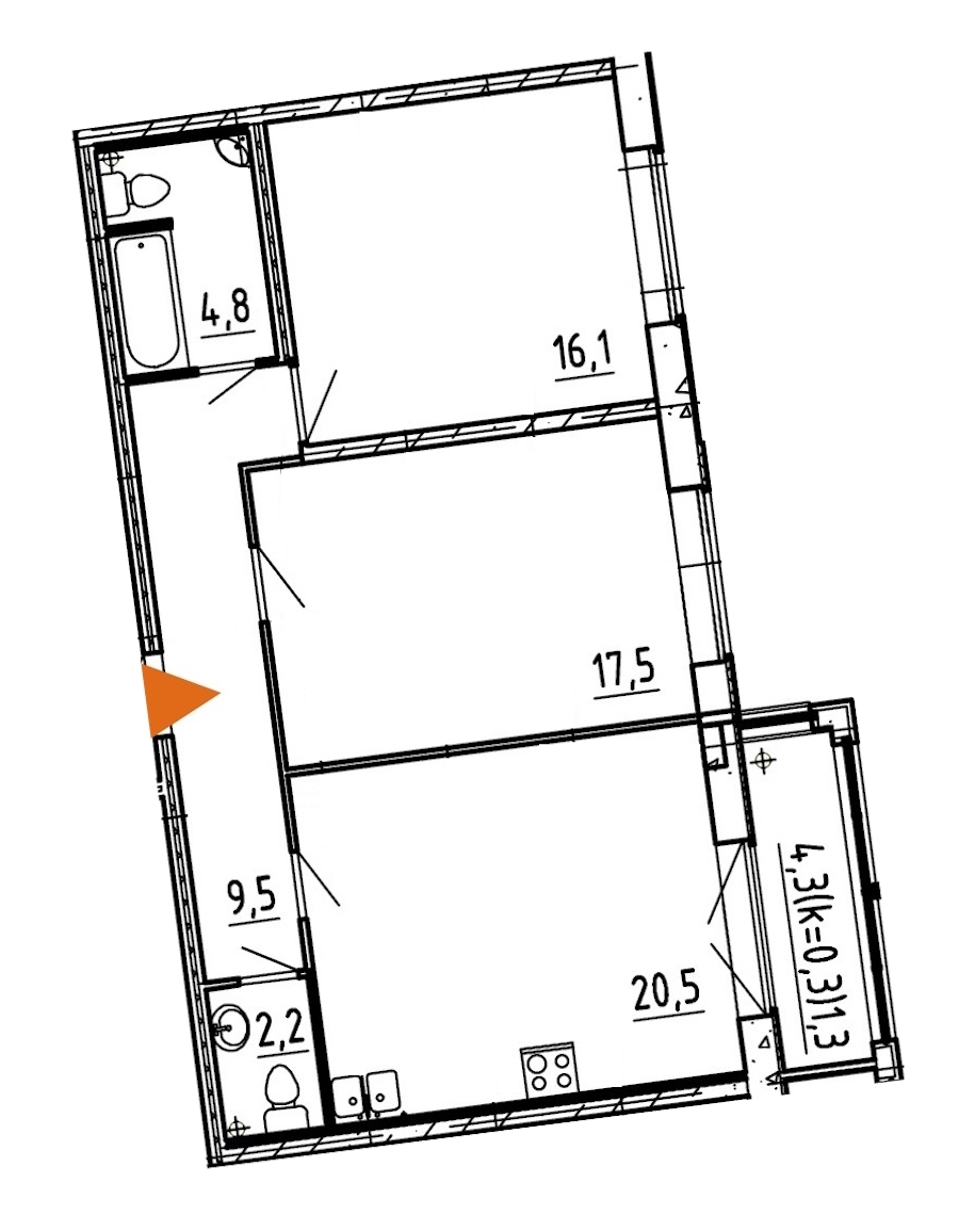 3-комнатная, 88 м² — ЖК ЖК Эталон на Неве