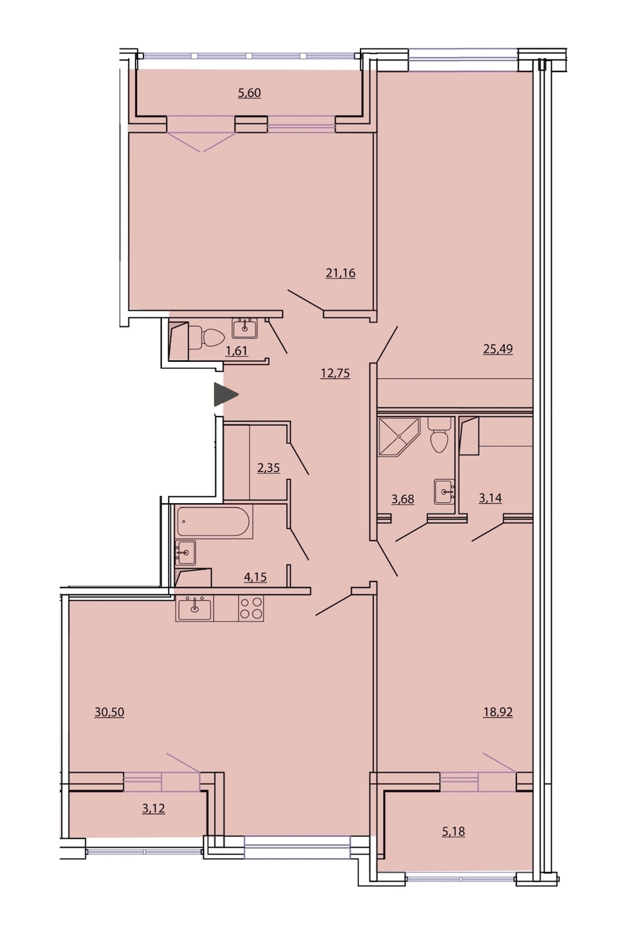 3-комнатная, 131 м² — ЖК ЖК Фамилия