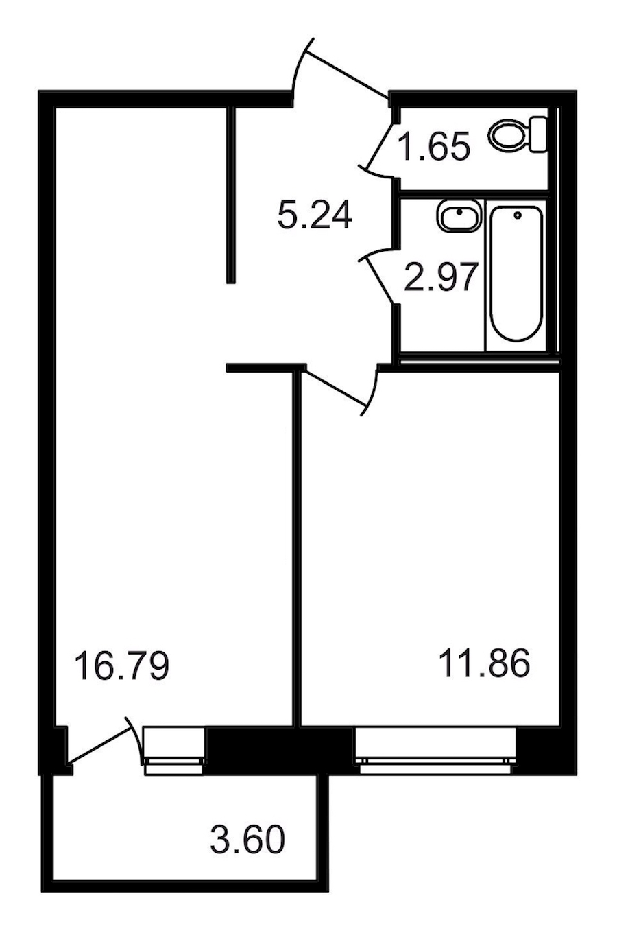 1-комнатная, 42 м² — ЖК ЖК Северный