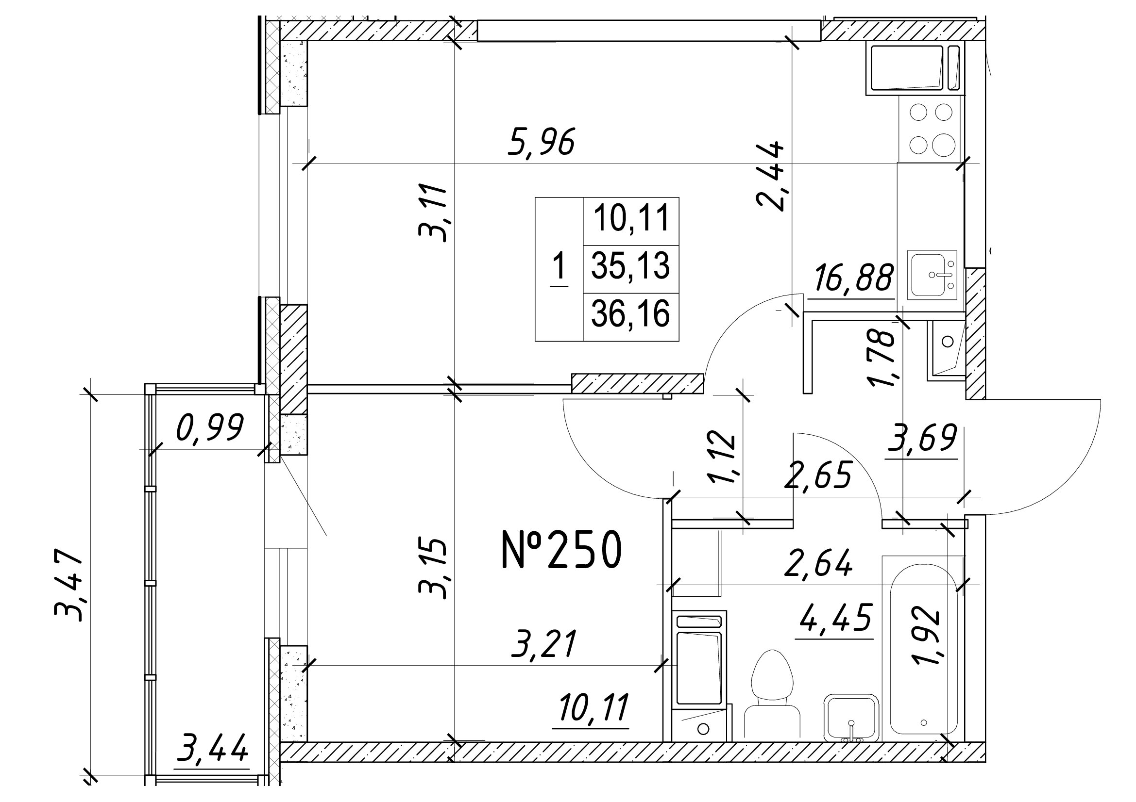 1-комнатная, 36 м² — ЖК Ап-квартал Московский (Up-квартал Московский)