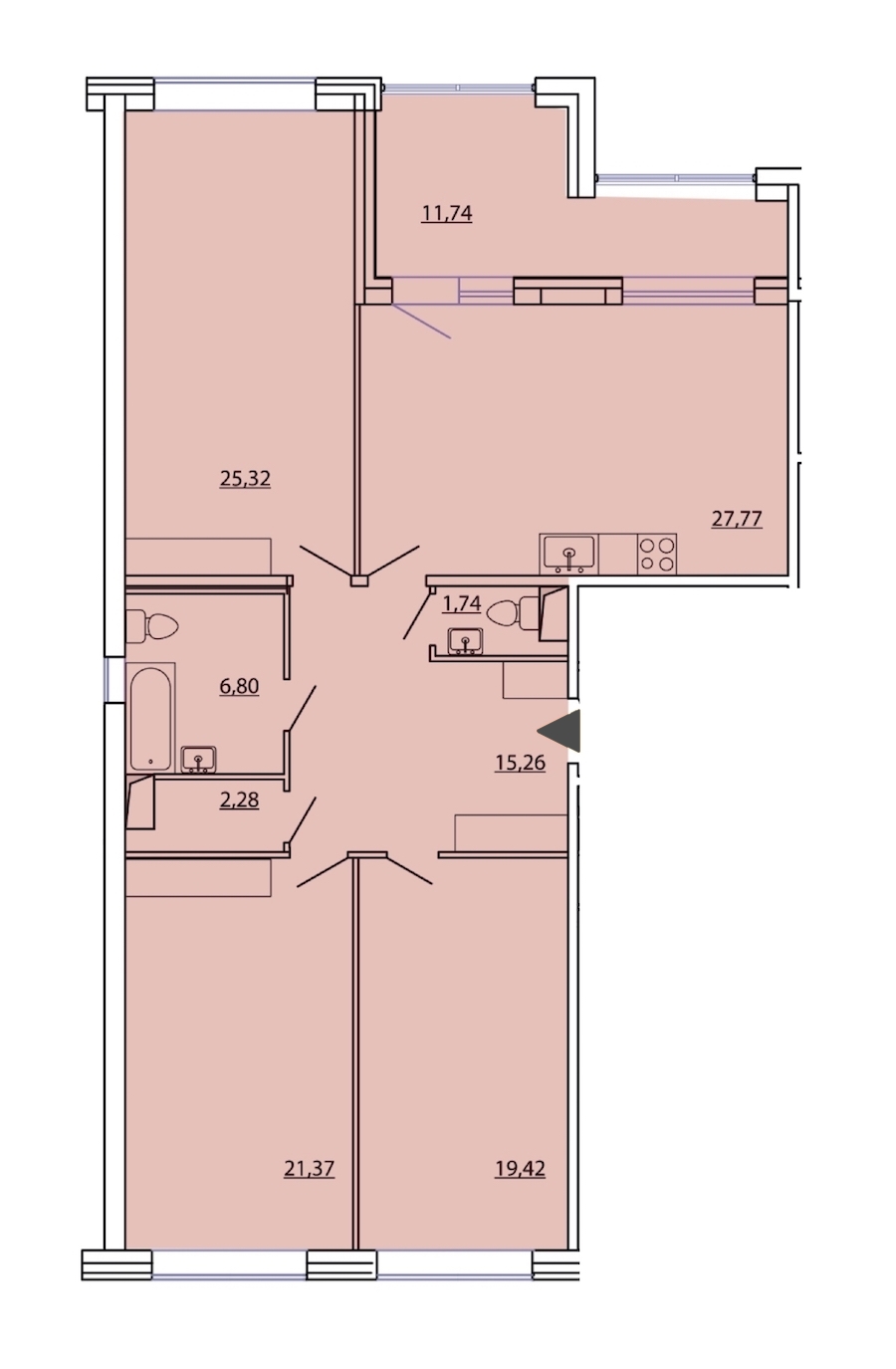 3-комнатная, 126 м² — ЖК ЖК Фамилия