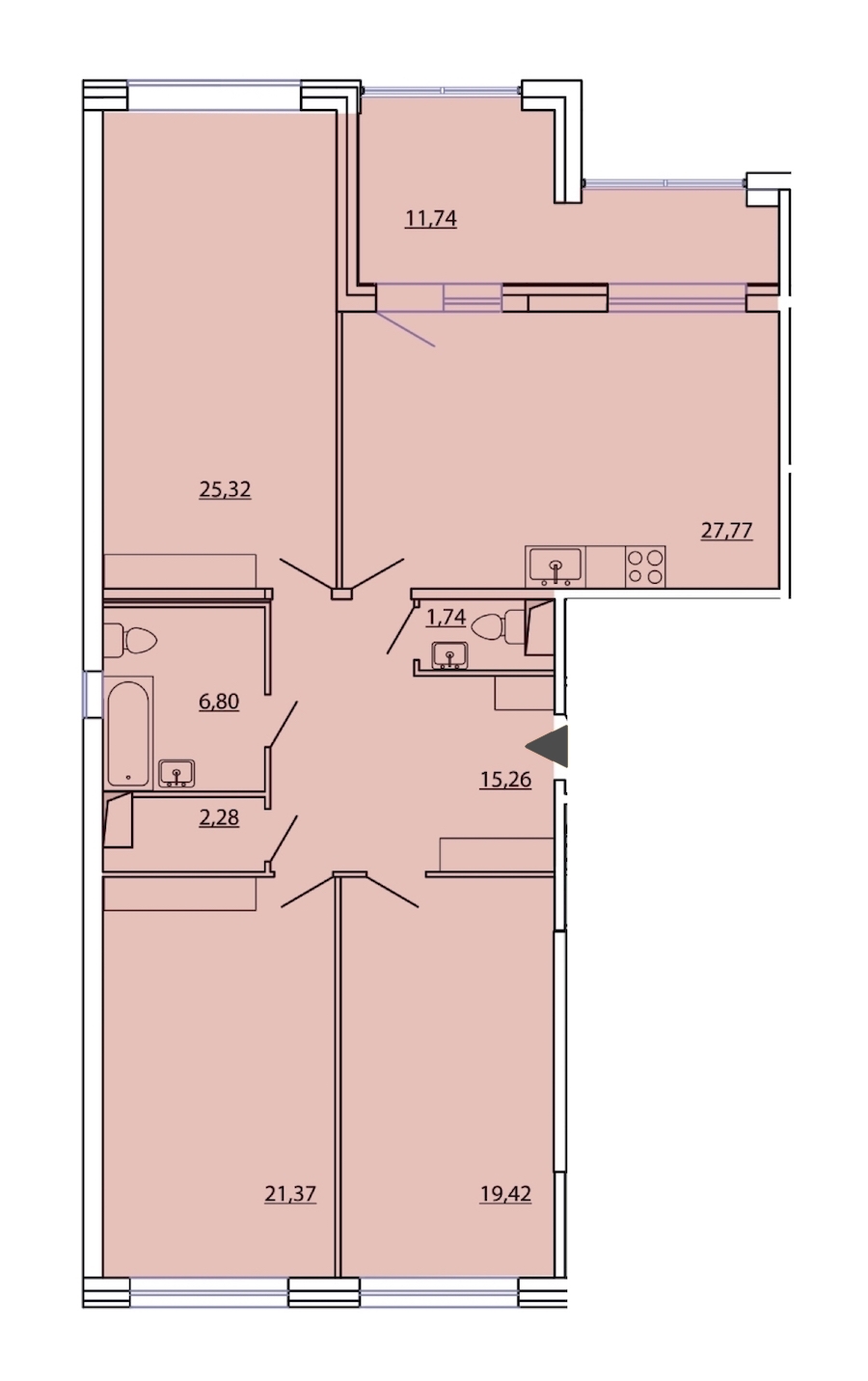 3-комнатная, 126 м² — ЖК ЖК Фамилия